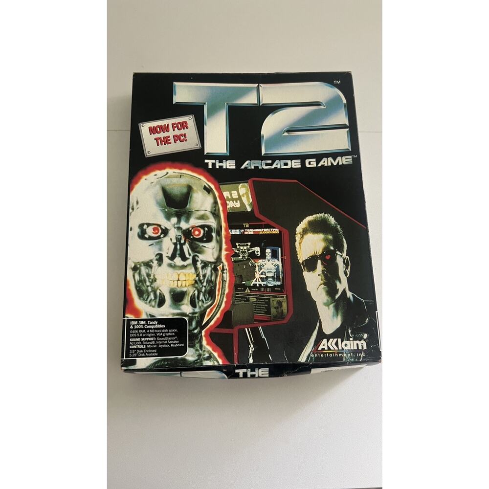 🔥T2 The Arcade Game now on PC big box Terminator 2 Acclaim Vintage DOS 1991🔥